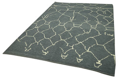Purpleocco Grey Geometric Wool Cotton Handmade Rug 6'1'' x 8'11''