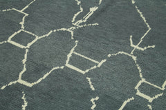 Purpleocco Grey Geometric Wool Cotton Handmade Rug 6'1'' x 8'11''