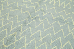 Purpleocco Blue Geometric Wool Cotton Handmade Rug 6'3'' x 9'6''