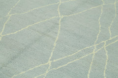 Purpleocco Blue Geometric Wool Cotton Handmade Rug 6'2'' x 9'7''