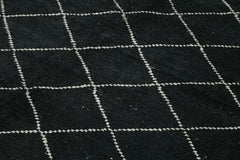 Purpleocco Black Geometric Wool Cotton Handmade Rug 7'3'' x 9'10''