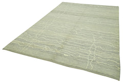 Purpleocco Grey Geometric Wool Cotton Handmade Rug 6'9'' x 10'0''