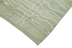 Purpleocco Grey Geometric Wool Cotton Handmade Rug 6'9'' x 10'0''