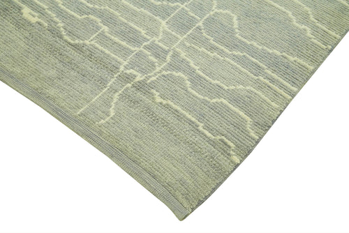 Purpleocco Grey Geometric Wool Cotton Handmade Rug 6'9'' x 10'0''