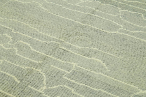 Purpleocco Grey Geometric Wool Cotton Handmade Rug 6'9'' x 10'0''