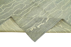 Purpleocco Grey Geometric Wool Cotton Handmade Rug 6'9'' x 10'0''