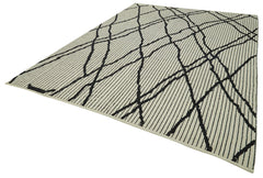 Purpleocco Beige Geometric Wool Cotton Handmade Rug 9'0'' x 12'2''