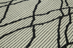 Purpleocco Beige Geometric Wool Cotton Handmade Rug 9'0'' x 12'2''