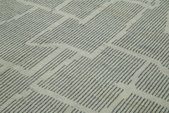 Purpleocco Grey Geometric Wool Cotton Handmade Rug 9'11'' x 14'1''