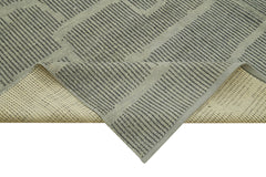 Purpleocco Grey Geometric Wool Cotton Handmade Rug 9'11'' x 14'1''