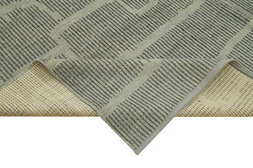 Purpleocco Grey Geometric Wool Cotton Handmade Rug 9'11'' x 14'1''