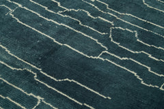 Purpleocco Grey Geometric Wool Cotton Handmade Rug 6'4'' x 7'8''