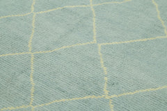 Purpleocco Blue Geometric Wool Cotton Handmade Rug 5'8'' x 7'3''