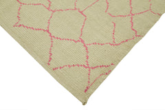 Purpleocco Beige Geometric Wool Cotton Handmade Rug 5'9'' x 7'8''