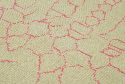 Purpleocco Beige Geometric Wool Cotton Handmade Rug 5'9'' x 7'8''