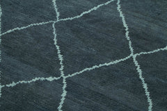 Purpleocco Blue Geometric Wool Cotton Handmade Rug 5'4'' x 8'9''