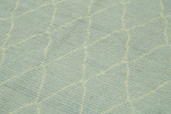 Purpleocco Blue Geometric Wool Cotton Handmade Rug 5'7'' x 7'7''