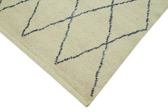 Purpleocco Beige Geometric Wool Cotton Handmade Rug 5'8'' x 7'9''