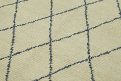 Purpleocco Beige Geometric Wool Cotton Handmade Rug 5'8'' x 7'9''