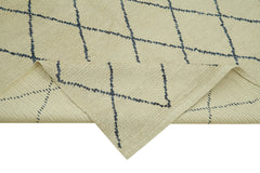 Purpleocco Beige Geometric Wool Cotton Handmade Rug 5'8'' x 7'9''