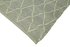 Purpleocco Grey Geometric Wool Cotton Handmade Rug 5'7'' x 7'10''