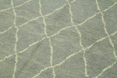 Purpleocco Grey Geometric Wool Cotton Handmade Rug 5'7'' x 7'10''