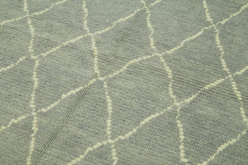 Purpleocco Grey Geometric Wool Cotton Handmade Rug 5'7'' x 7'10''
