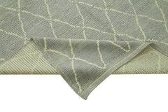 Purpleocco Grey Geometric Wool Cotton Handmade Rug 5'7'' x 7'10''