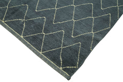 Purpleocco Grey Geometric Wool Cotton Handmade Rug 5'4'' x 7'7''