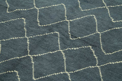 Purpleocco Grey Geometric Wool Cotton Handmade Rug 5'4'' x 7'7''