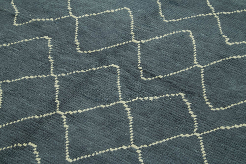 Purpleocco Grey Geometric Wool Cotton Handmade Rug 5'4'' x 7'7''