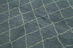 Purpleocco Grey Geometric Wool Cotton Handmade Rug 5'4'' x 9'2''