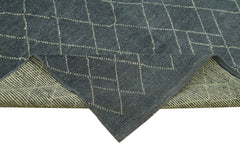 Purpleocco Grey Geometric Wool Cotton Handmade Rug 5'4'' x 9'2''