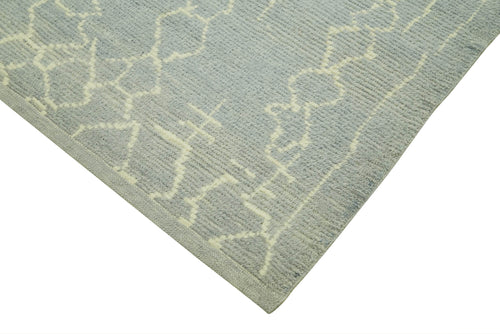 Purpleocco Grey Geometric Wool Cotton Handmade Rug 5'1'' x 7'3''