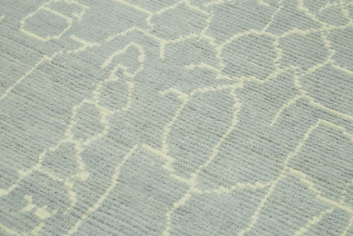 Purpleocco Grey Geometric Wool Cotton Handmade Rug 5'1'' x 7'3''