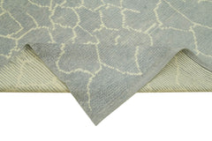 Purpleocco Grey Geometric Wool Cotton Handmade Rug 5'1'' x 7'3''