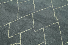 Purpleocco Grey Geometric Wool Cotton Handmade Rug 5'4'' x 7'9''