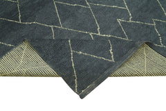 Purpleocco Grey Geometric Wool Cotton Handmade Rug 5'4'' x 7'9''