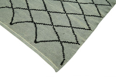 Purpleocco Grey Geometric Wool Cotton Handmade Rug 5'5'' x 7'5''