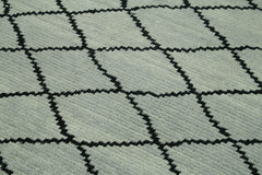 Purpleocco Grey Geometric Wool Cotton Handmade Rug 5'5'' x 7'5''