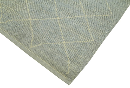 Purpleocco Grey Geometric Wool Cotton Handmade Rug 5'1'' x 7'9''