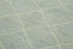 Purpleocco Grey Geometric Wool Cotton Handmade Rug 5'1'' x 7'9''