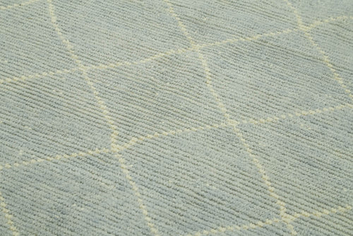 Purpleocco Grey Geometric Wool Cotton Handmade Rug 5'1'' x 7'9''