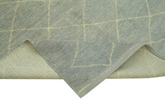 Purpleocco Grey Geometric Wool Cotton Handmade Rug 5'1'' x 7'9''