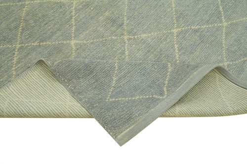 Purpleocco Grey Geometric Wool Cotton Handmade Rug 5'1'' x 7'9''