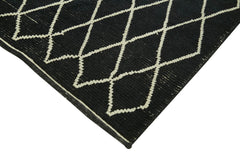 Purpleocco Black Geometric Wool Cotton Handmade Rug 5'5'' x 7'9''