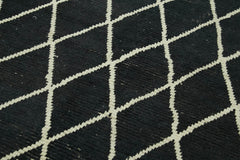 Purpleocco Black Geometric Wool Cotton Handmade Rug 5'5'' x 7'9''