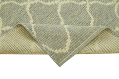 Purpleocco Grey Geometric Cotton Wool Handmade Area Rug 2'10'' x 12'6''
