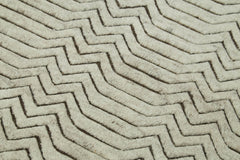 Purpleocco Beige Geometric Cotton Wool Handmade Area Rug 3'0'' x 5'0''