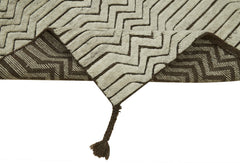 Purpleocco Beige Geometric Cotton Wool Handmade Area Rug 3'0'' x 5'0''